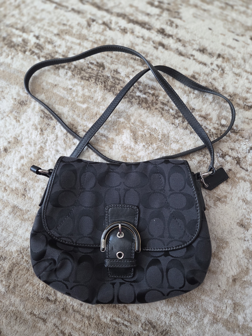Coach Black Signature Soho Flap Crossbody